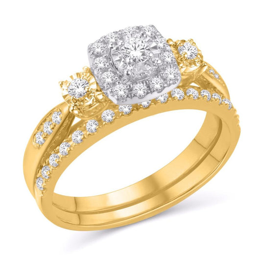 10 Karat Yellow Gold 0.50 Carat Diamonds Fancy Bridal Ring-0526099-YG