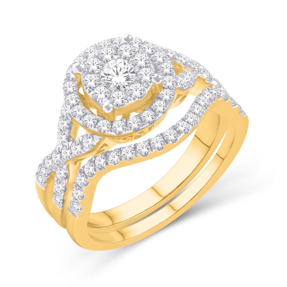 10 Karat Yellow Gold 1.50 Carat Diamonds Round Bridal Ring-0526104-YG