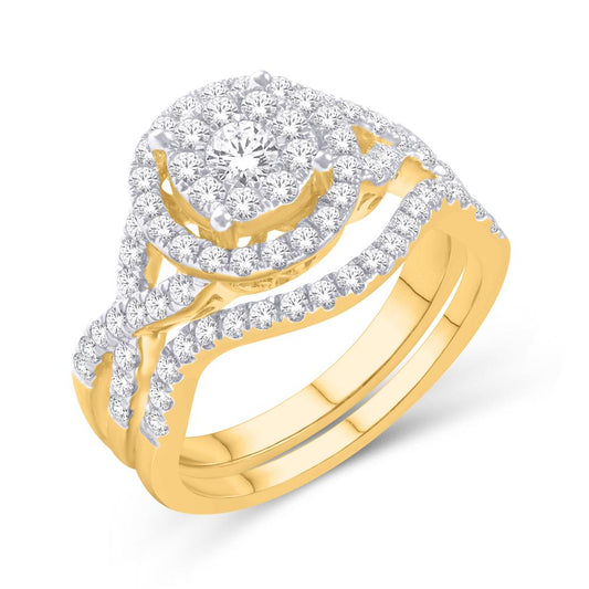 10 Karat Yellow Gold 1.50 Carat Diamonds Round Bridal Ring-0526104-YG