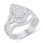 10 Karat White Gold 1.00 Carat Diamonds Pear Glittera Bridal Ring-0526105-WG