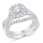 10 Karat White Gold 1.00 Carat Diamonds (0.20 CTR) Square Bridal Ring-0526107-WG