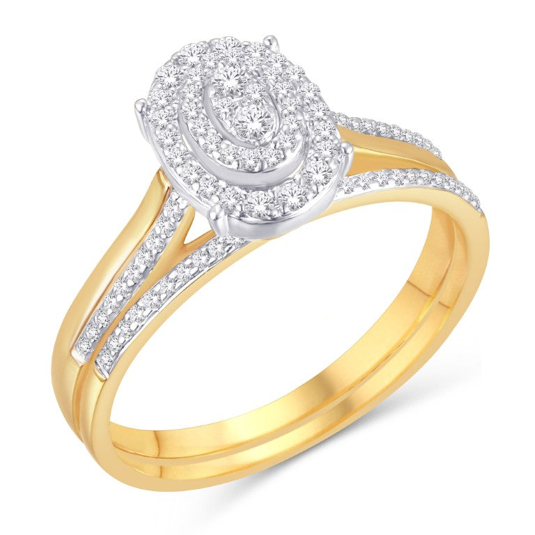 10 Karat Yellow Gold 0.25 Carat Diamonds Oval Bridal Ring-0526137-YG