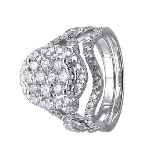 10 Karat White Gold 2.00 Carat Diamonds Oval Bridal Ring-0526139-WG