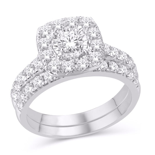10 Karat White Gold 2.00 Carat Diamonds (0.37 CTR) Cushion Bridal Ring-0526146-WG