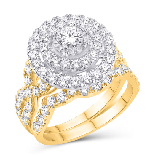 10 Karat Yellow Gold 1.94 Carat Diamonds Round Bridal Ring-0526152-YG