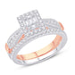 14 Karat Two-Tone (White and Rose) Gold 0.75 Carat Diamonds Square Bridal Ring-0526174-WR