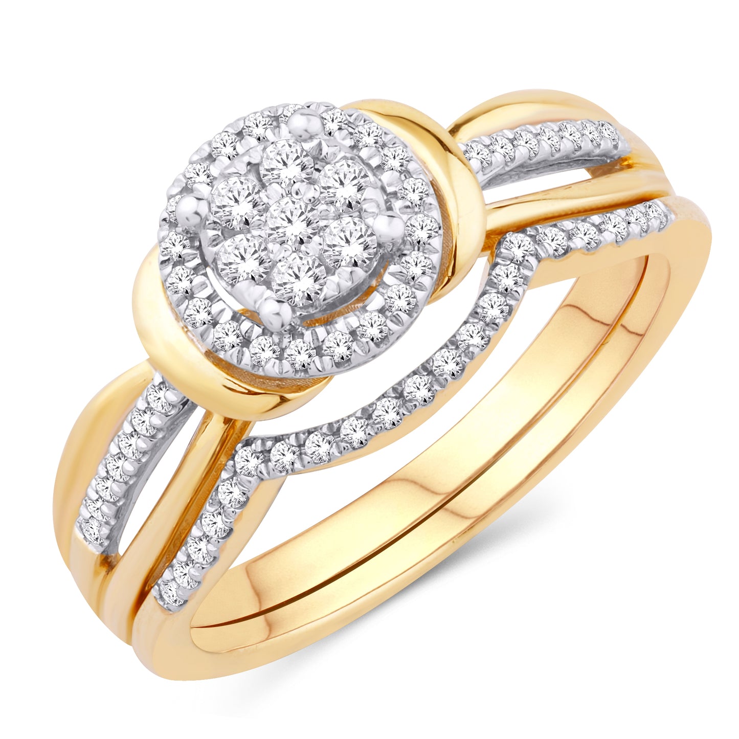 10 Karat Yellow Gold 0.21 Carat Diamonds Round Bridal Ring-0526197-YG