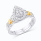 10 Karat Two-Tone (White and Yellow) Gold 0.43 Carat Diamonds Pear Bridal Ring-0526199-WY