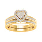 10 Karat Yellow Gold 0.25 Carat Diamonds Heart Bridal Ring-0527915-YG