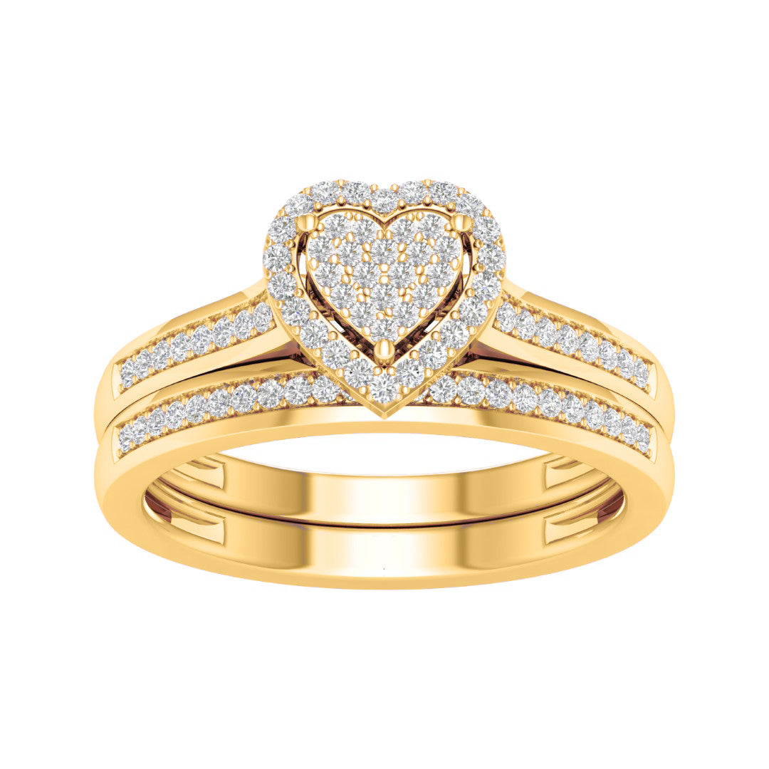 10 Karat Yellow Gold 0.25 Carat Diamonds Heart Bridal Ring-0527915-YG