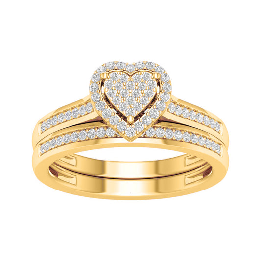 10 Karat Yellow Gold 0.25 Carat Diamonds Heart Bridal Ring-0527915-YG