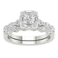 14 Karat White Gold 1.00 Carat Diamonds (0.25 CTR) Square Bridal Ring-0527920-WG