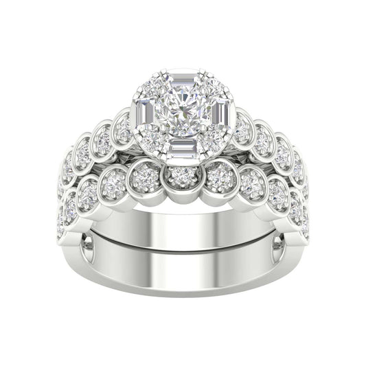 14 Karat White Gold 1.00 Carat Diamonds (0.33 CTR) Round Bridal Ring-0527924-WG