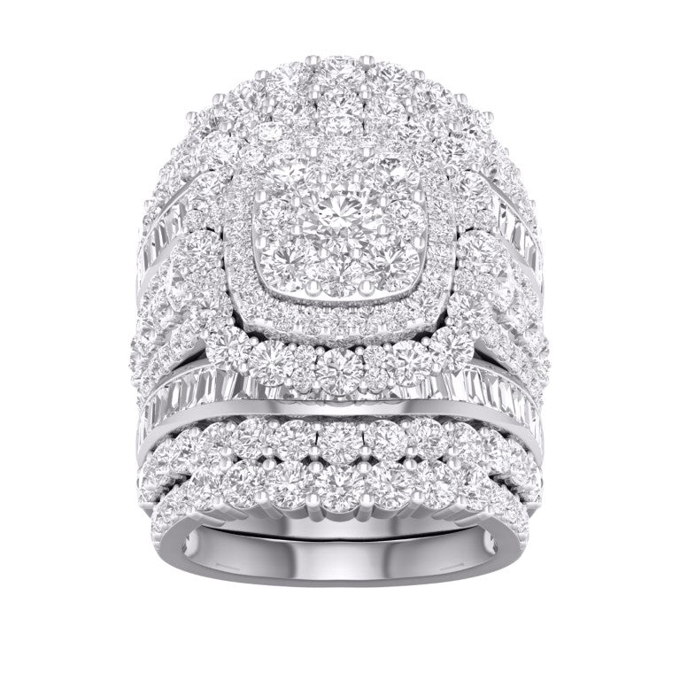 10 Karat White Gold 6.00 Carat Diamonds Cushion Ladies Ring-0527931-WG