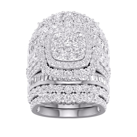 10 Karat White Gold 6.00 Carat Diamonds Cushion Ladies Ring-0527931-WG