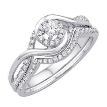 14 Karat White Gold 0.33 Carat Diamonds (0.10 CTR) Certified Round Bridal Ring-0532251-WG