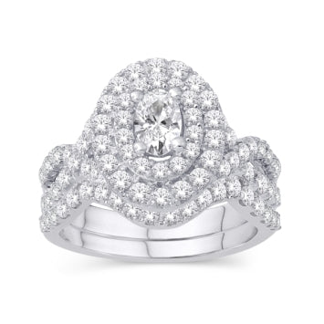 14 Karat White Gold 2.00 Carat Diamonds (0.50 CTR) Certified Fancy cuts Bridal Ring-0532461-WG