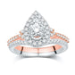 14 Karat Two-Tone (White and Rose) Gold 0.75 Carat Diamonds (0.25 CTR) Certified Pear Bridal Ring-0532467-WR