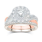 14 Karat Two-Tone (White and Rose) Gold 1.50 Carat Diamonds (0.40 CTR) Cushion Certified Uno Bridal Ring-0532502-WR