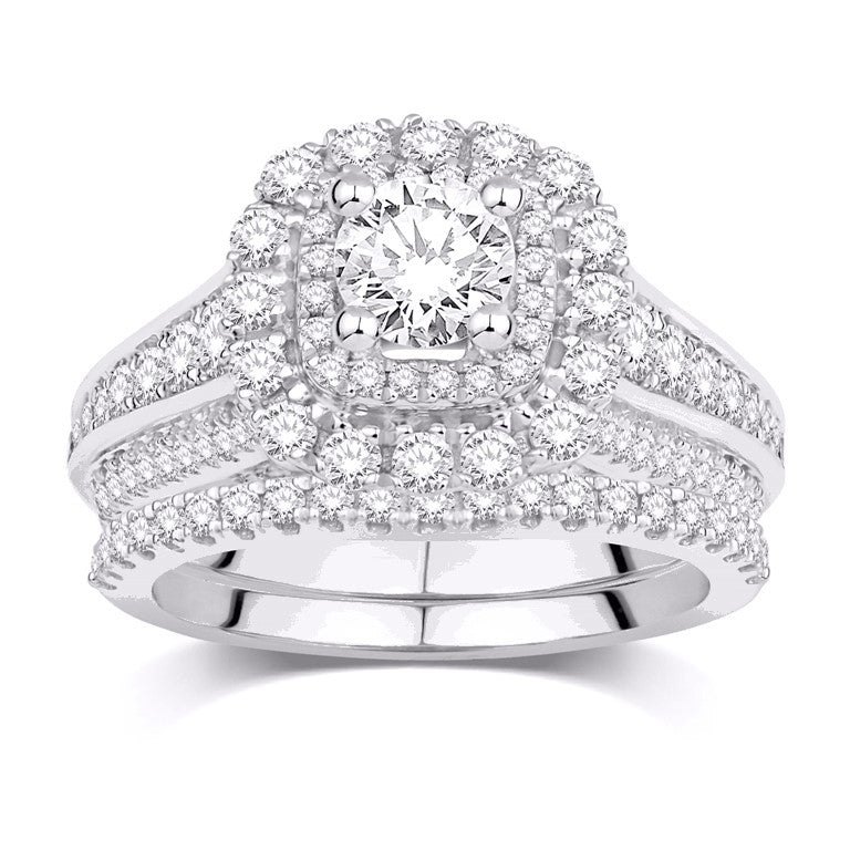14 Karat White Gold 2.00 Carat Diamonds (0.50 CTR) Cushion Certified Uno Bridal Ring-0532509-WG