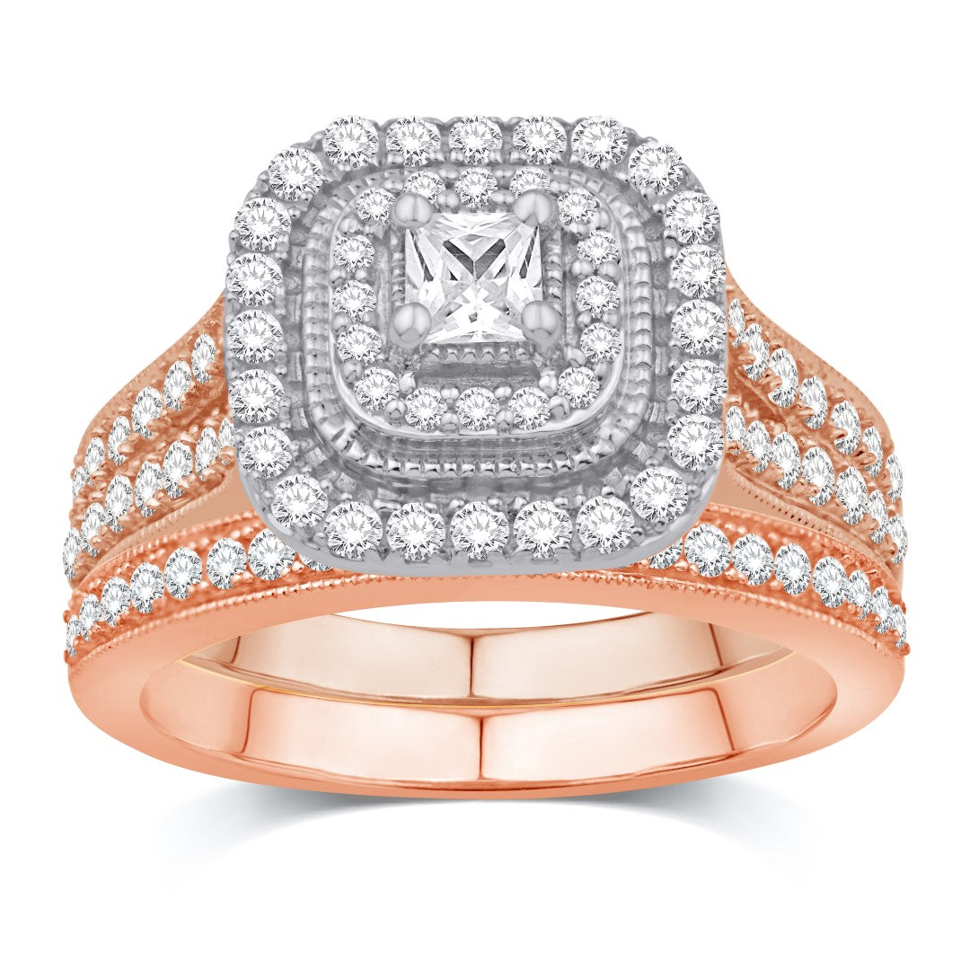 14 Karat Rose Gold 1.00 Carat Diamonds (0.20 CTR) Certified Cushion Bridal Ring-0532539-RG