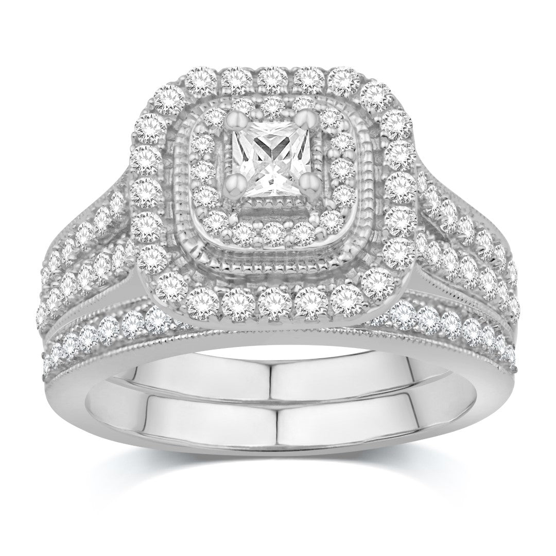 14 Karat White Gold 1.00 Carat Diamonds (0.20 CTR) Certified Cushion Bridal Ring-0532539-WG