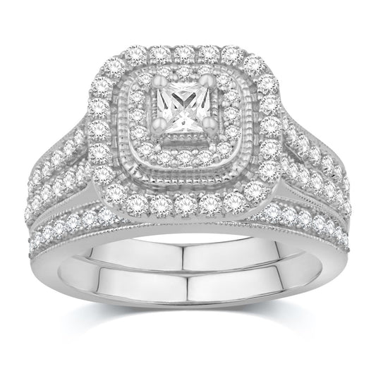 14 Karat White Gold 1.00 Carat Diamonds (0.20 CTR) Certified Cushion Bridal Ring-0532539-WG