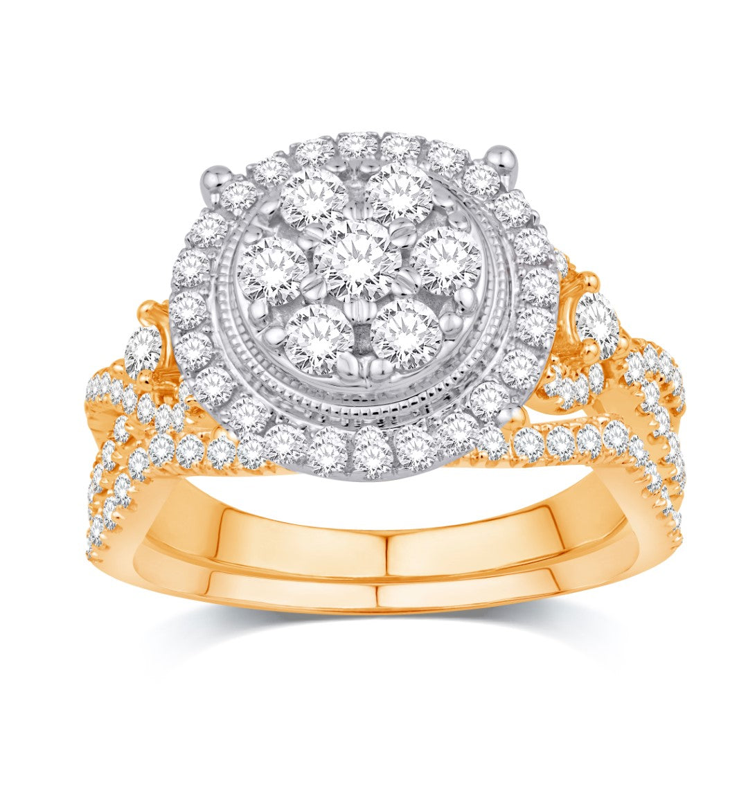 10 Karat Yellow Gold 1.50 Carat Diamonds Round Bridal Ring-0532554-YG