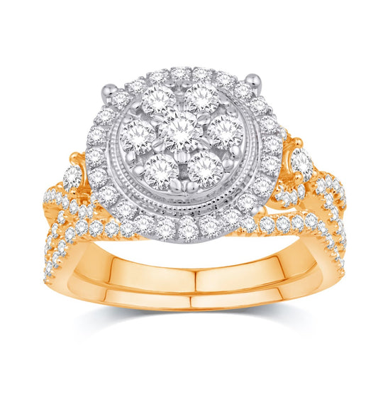 10 Karat Yellow Gold 1.50 Carat Diamonds Round Bridal Ring-0532554-YG
