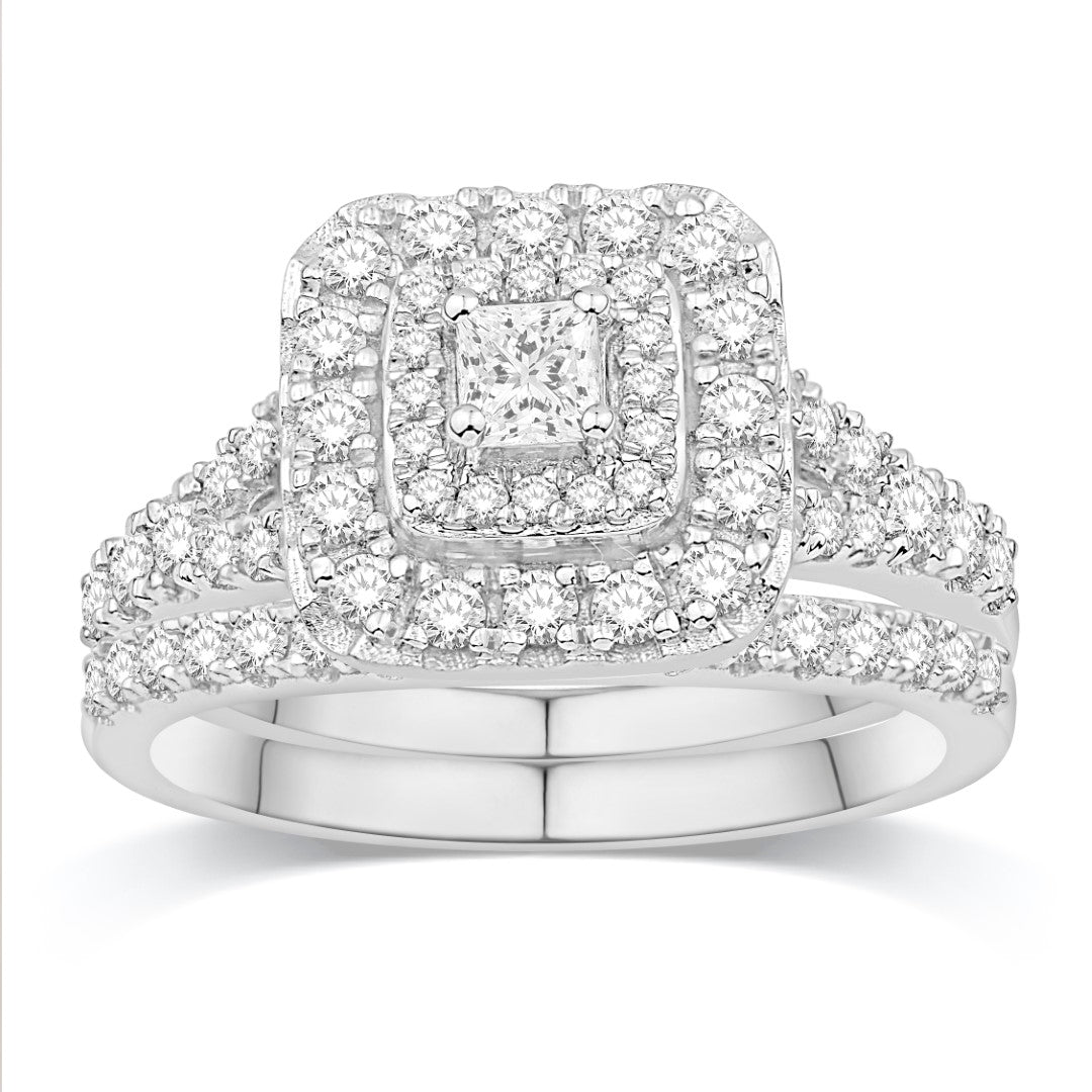 14 Karat White Gold 0.99 Carat Diamonds (0.20 CTR) Cushion Certified Bridal Ring-0532644-WG