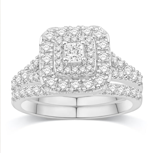 14 Karat White Gold 0.99 Carat Diamonds (0.20 CTR) Cushion Certified Bridal Ring-0532644-WG