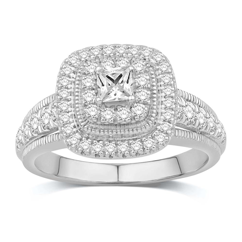 14 Karat White Gold 0.98 Carat Diamonds Uno Bridal Ring-0532645-WG
