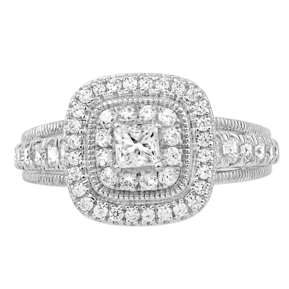 14 Karat White Gold 0.98 Carat Diamonds Uno Bridal Ring-0532645-WG