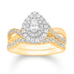 14 Karat Yellow Gold 0.74 Carat Diamonds (0.15 CTR) Pear Bridal Ring-0532665-YG