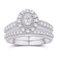 14 Karat White Gold 0.99 Carat Diamonds (0.20 CTR) Oval Bridal Ring-0532673-WG