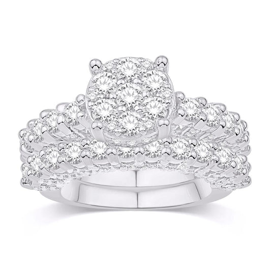 10 Karat White Gold 2.95 Carat Diamonds Bridal Ring-0532695-WG