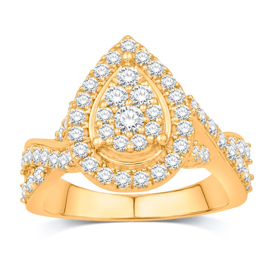 10 Karat Yellow Gold 1.05 Carat Diamonds Pear Ladies Ring-0532756-YG