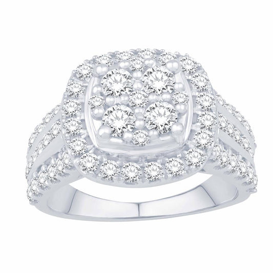 10 Karat White Gold 2.00 Carat Diamonds Cushion Ladies Ring-0532764-WG