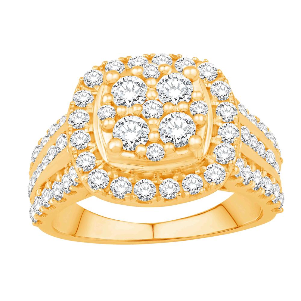 10 Karat Yellow Gold 2.00 Carat Diamonds Cushion Ladies Ring-0532764-YG