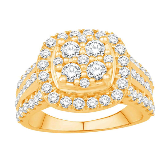 10 Karat Yellow Gold 2.00 Carat Diamonds Cushion Ladies Ring-0532764-YG