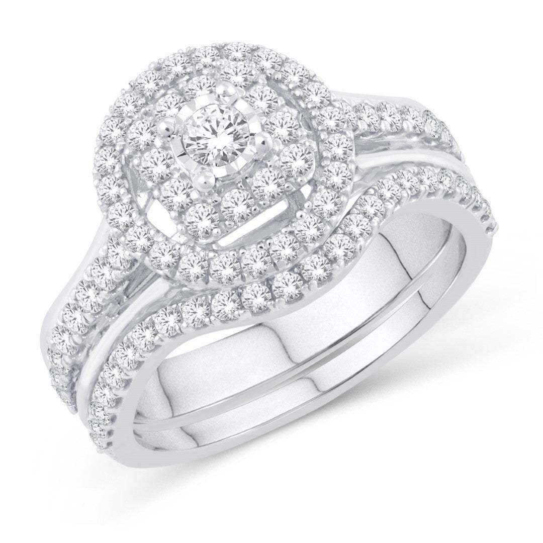 14 Karat White Gold 1.00 Carat Diamonds Round Uno-Bridal Ring-0532878-WG