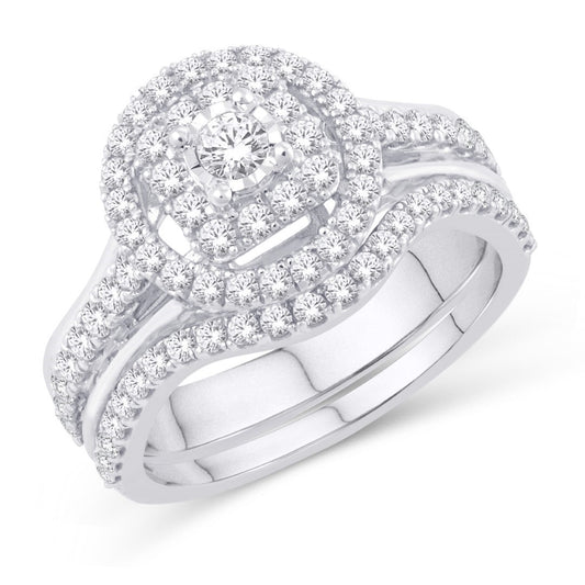 14 Karat White Gold 1.00 Carat Diamonds Round Uno-Bridal Ring-0532878-WG