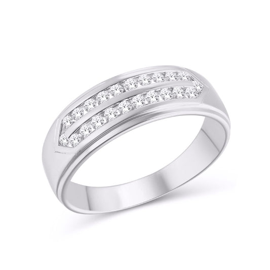 10 Karat White Gold 0.86 Carat Diamonds Classic Men's Band-0625085-WG