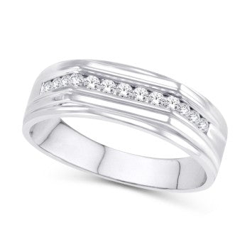 10 Karat White Gold 0.25 Carat Diamonds Classic Men's Band-0625090-WG