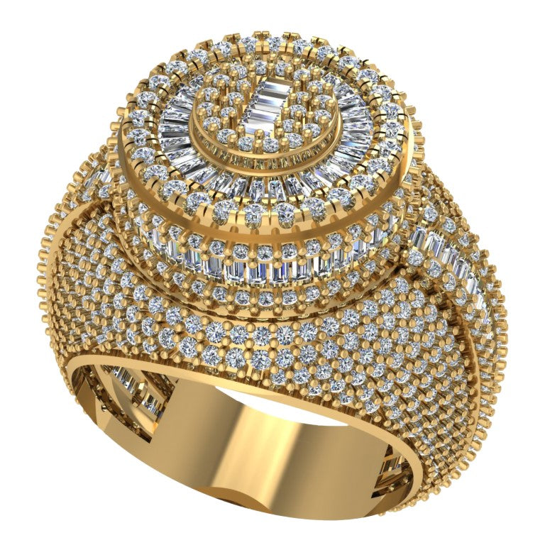 10 Karat Yellow Gold 3.97 Carat Diamonds Round Men's Ring-0630002-YG