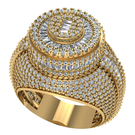 10 Karat Yellow Gold 3.97 Carat Diamonds Round Men's Ring-0630002-YG