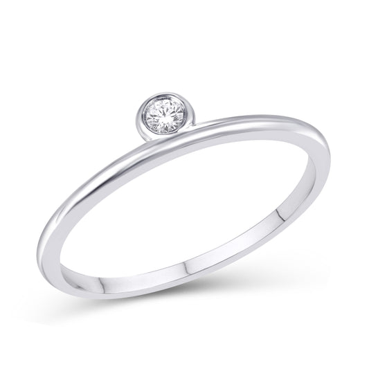 10 Karat White Gold 0.05 Carat Diamonds Single Stone Ladies Band-0725903-WG