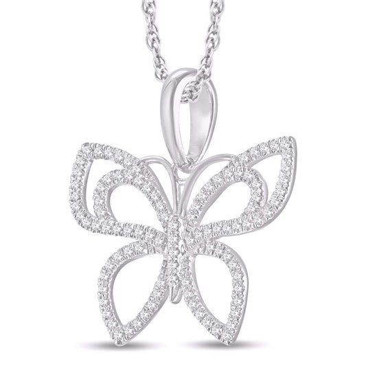 10 Karat White Gold 0.18 Carat Diamonds Butterfly Pendant-0825469-WG