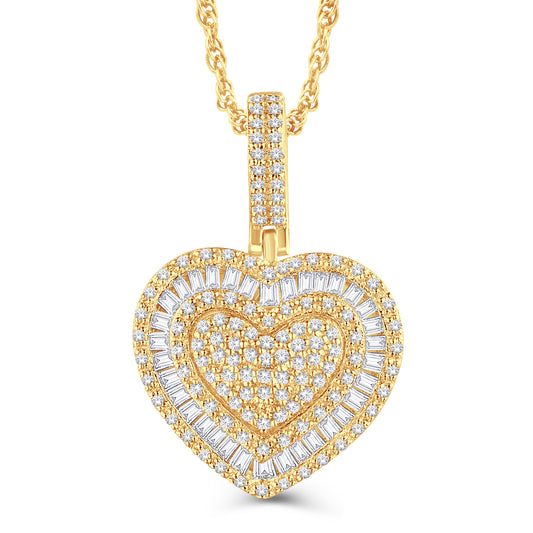 10 Karat All Yellow Gold 0.66 Carat Diamonds Heart HipHop Pendant-0826102-ALY