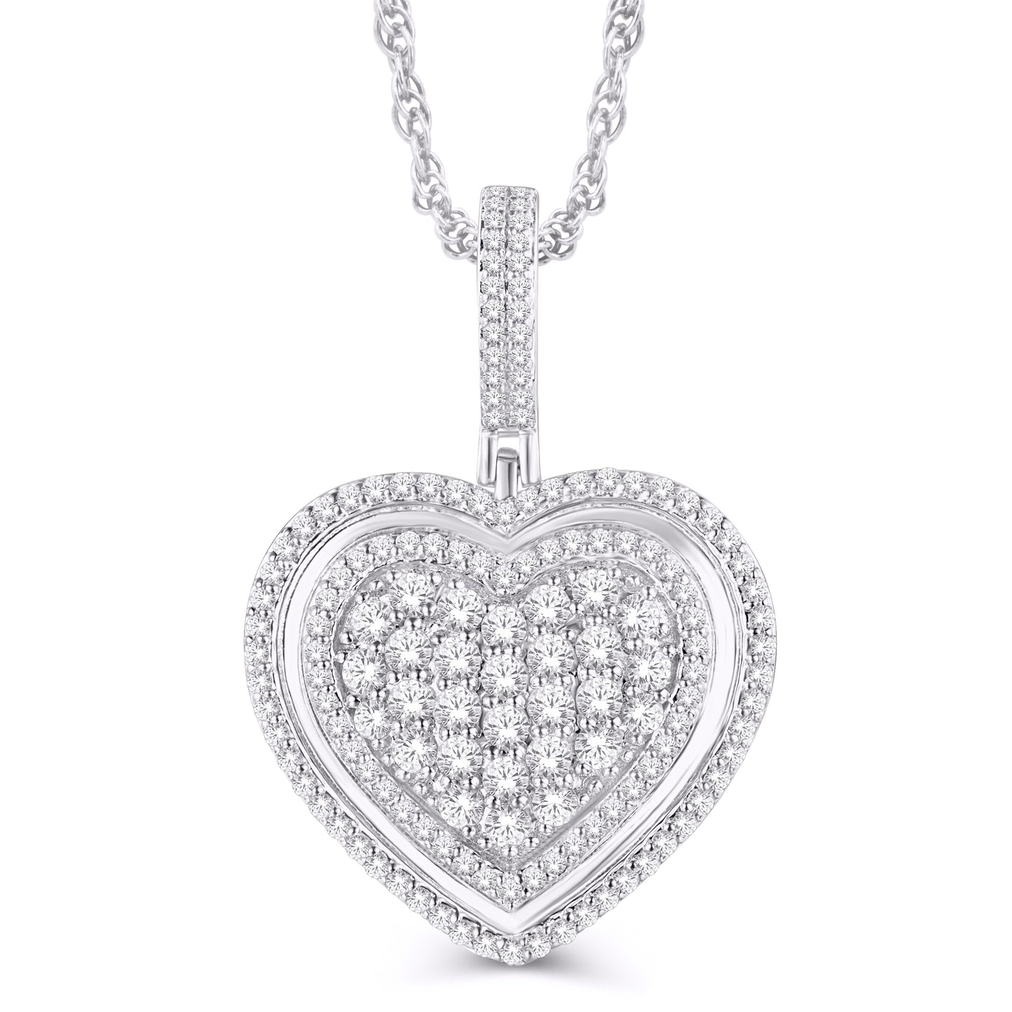 10 Karat White Gold 0.46 Carat Diamonds Heart Pendant-0826109-WG
